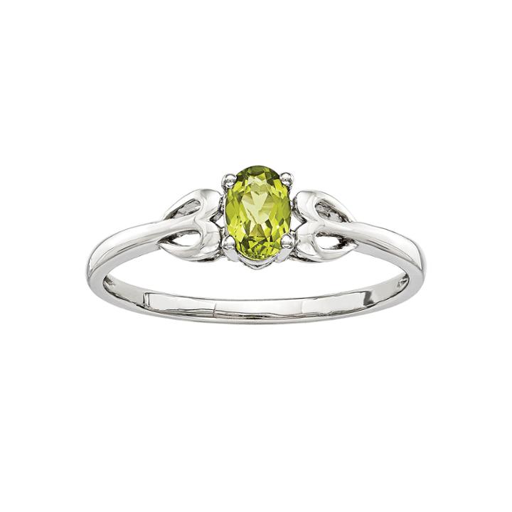 Womens Genuine Green Peridot Sterling Silver Delicate Ring