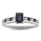 Womens Sapphire Blue 10k White Gold Cocktail Ring