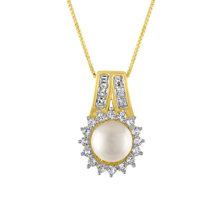 Womens Genuine White Cultured Freshwater Pearls Pendant Necklace