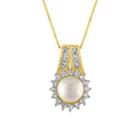 Womens Genuine White Cultured Freshwater Pearls Pendant Necklace