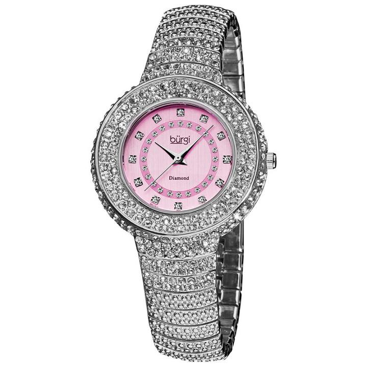 Burgi Womens Silver Tone Strap Watch-b-048sspk