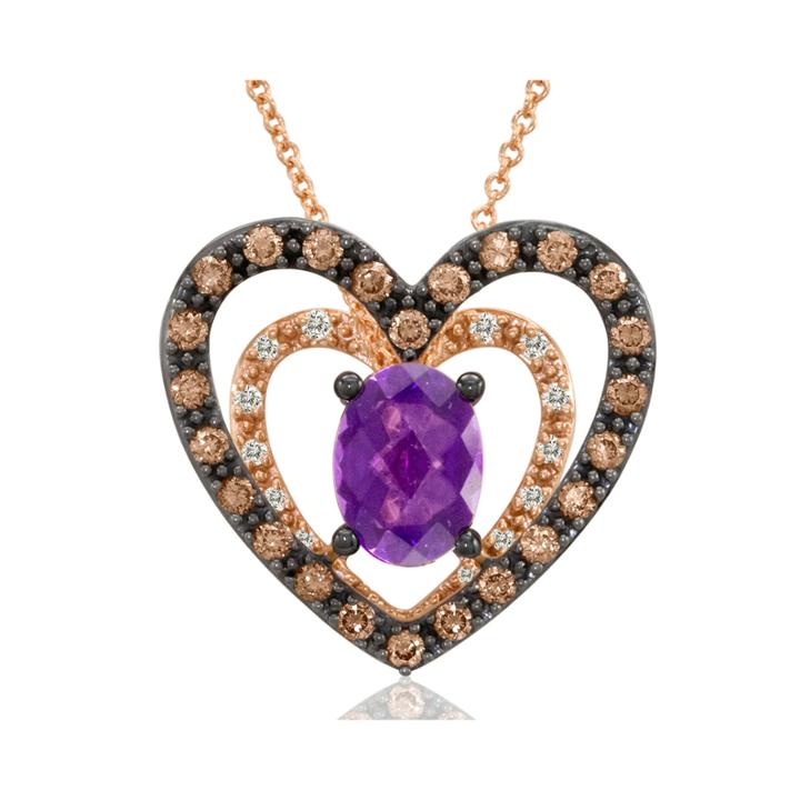 Limited Quantities Grand Sample Sale By Le Vian Grape Amethyst And 1/2 Ct. T.w. Vanilla Diamonds & Chocolate Diamonds 14k Strawberry Gold Le Vian C