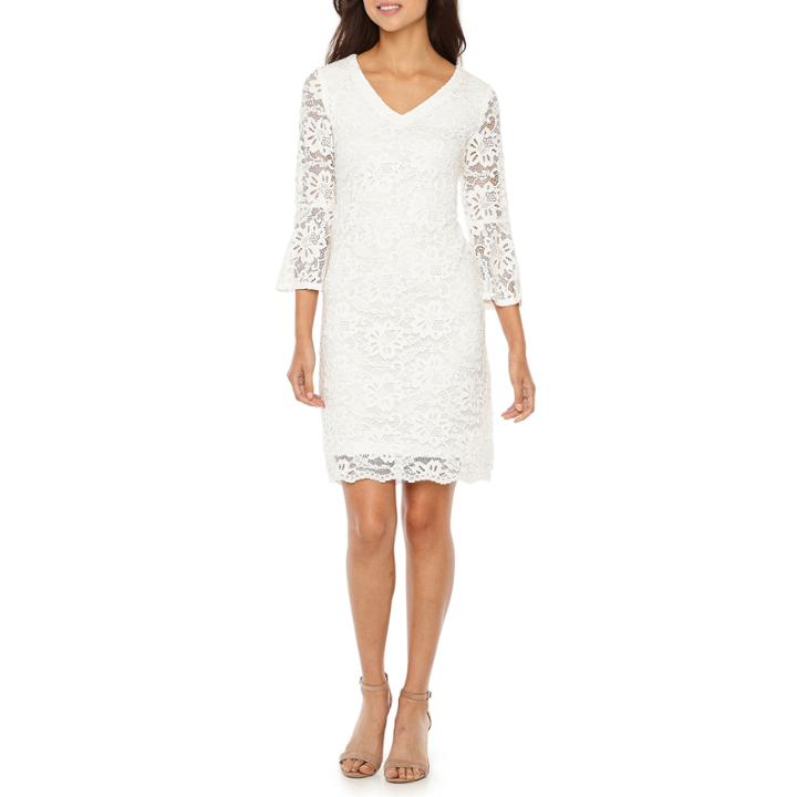 Ronni Nicole 3/4 Sleeve Lace Floral Sheath Dress