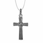 Sterling Silver Rhodium Cross With Ties At Center 18 Pendant Necklace