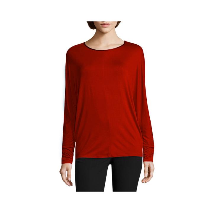 Worthington Long-sleeve Dolman Top With Faux Leather Trim