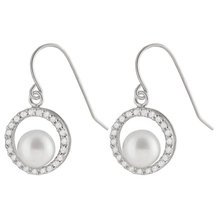 Splendid Pearls Pearl Sterling Silver Drop Earrings