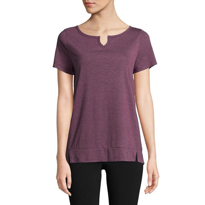 St. John's Bay Active Short Sleeve Split Crew Neck T-shirt-womens