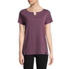St. John's Bay Active Short Sleeve Split Crew Neck T-shirt-womens