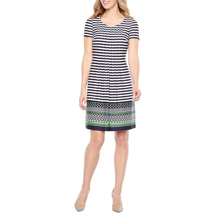 Perceptions Short Sleeve Stripe Shift Dress