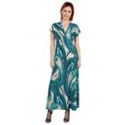 24seven Comfort Apparel Dress Gisele Green And Blue Empire Waist Maxi Dress