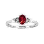Glass-filled Oval Ruby And Diamond-accent 14k White Gold Ring