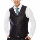 Jf J. Ferrar Black Shimmer Suit Vest - Slim Fit