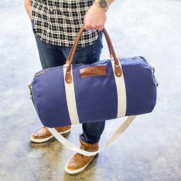 Cathy's Concepts Personalized Canvas And Leather Duffel Bag
