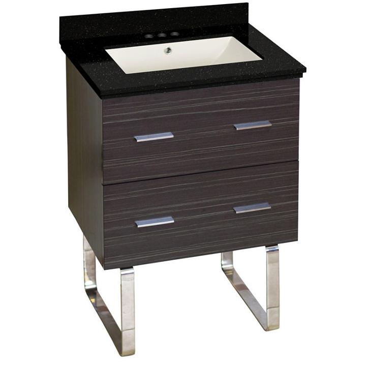 23.75-in. W Floor Mount Dawn Grey Vanity Set For 3h4-in. Drilling Black Galaxy Top Biscuit Um Sink