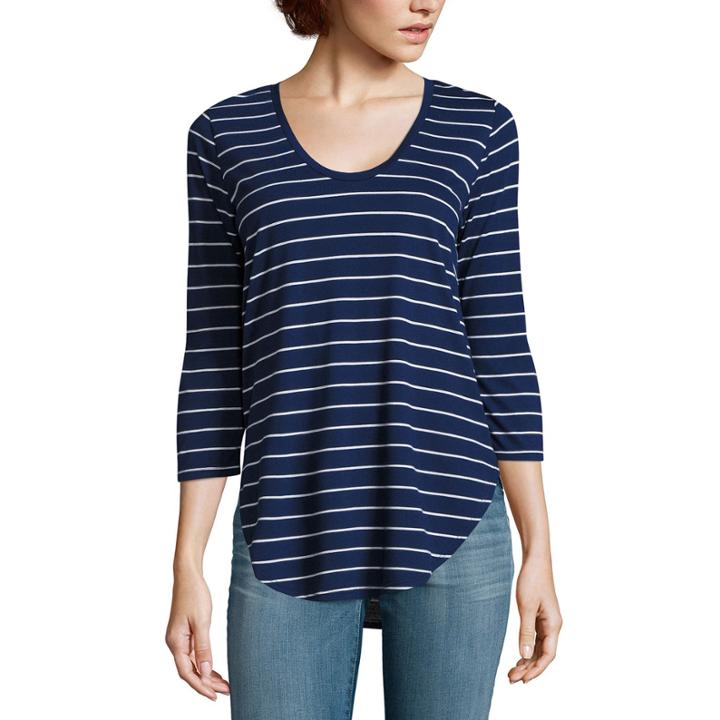 A.n.a 3/4 Sleeve Scoop Neck T-shirt-womens