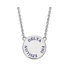 Delta Phi Epsilon Enamel Sterling Silver Disc Pendant Necklace