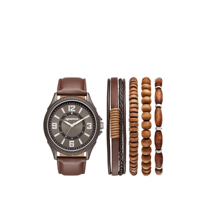 Arizona Mens Brown 5-pc. Watch Boxed Set-fmdarz540