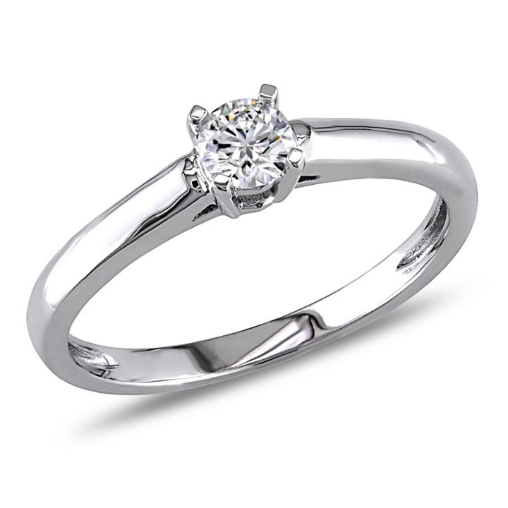 Womens 1/4 Ct. T.w. Genuine Round White Diamond 14k Gold Solitaire Ring
