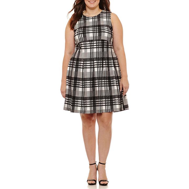 Spense Sleeveless Plaid Fit & Flare Dress - Plus