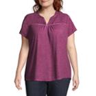 St. John's Bayshort Sleeve Garment Wash Flutter Sleeve Top - Plus
