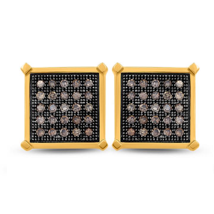 1/4 Ct. T.w. Multi Color Diamond 10k Gold 9.5mm Stud Earrings