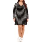 R & K Originals Long Sleeve Stripe Shift Dress-plus