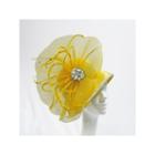 Whittall & Shon Derby Hat Cloche W Pleated Fan And Crystal Brooch