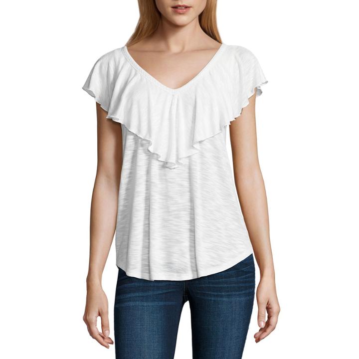 A.n.a Crochet Trim Ruffle Blouse