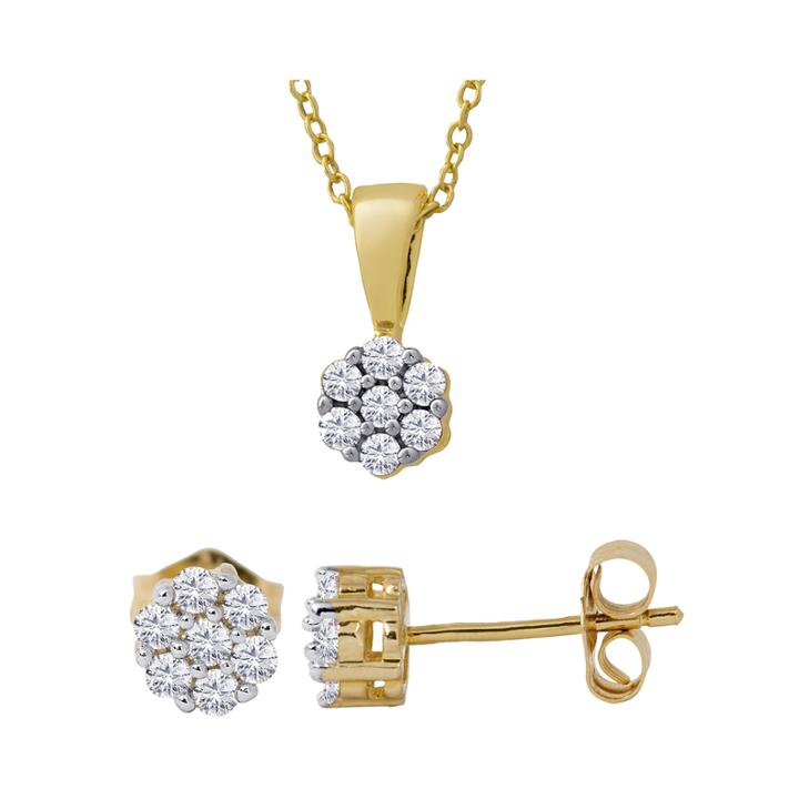 1/3 Ct. T.w. Diamond Cluster Necklace & Earrings Set