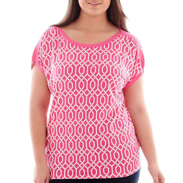 Stylus&trade; Cap-sleeve Gathered-shoulder T-shirt - Plus