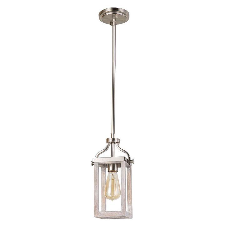Eglo Montrose 1-light 5 Inch Acacia Wood And Brushed Nickel Mini Pendant Ceiling Light