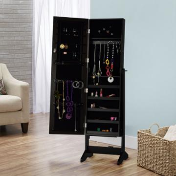 Black Cheval Free Standing Jewelry Armoire