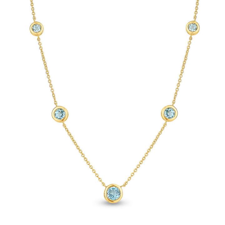 Womens Genuine Blue Blue Topaz Round Strand Necklace