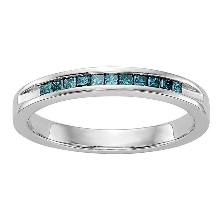 Womens 1/4 Ct. T.w. Blue Diamond 14k Gold Wedding Band