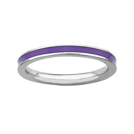 Personally Stackable Purple Enamel Sterling Silver Ring