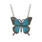 Animal Planet&trade; Australia Butterfly Crystal Sterling Silver Pendant Necklace