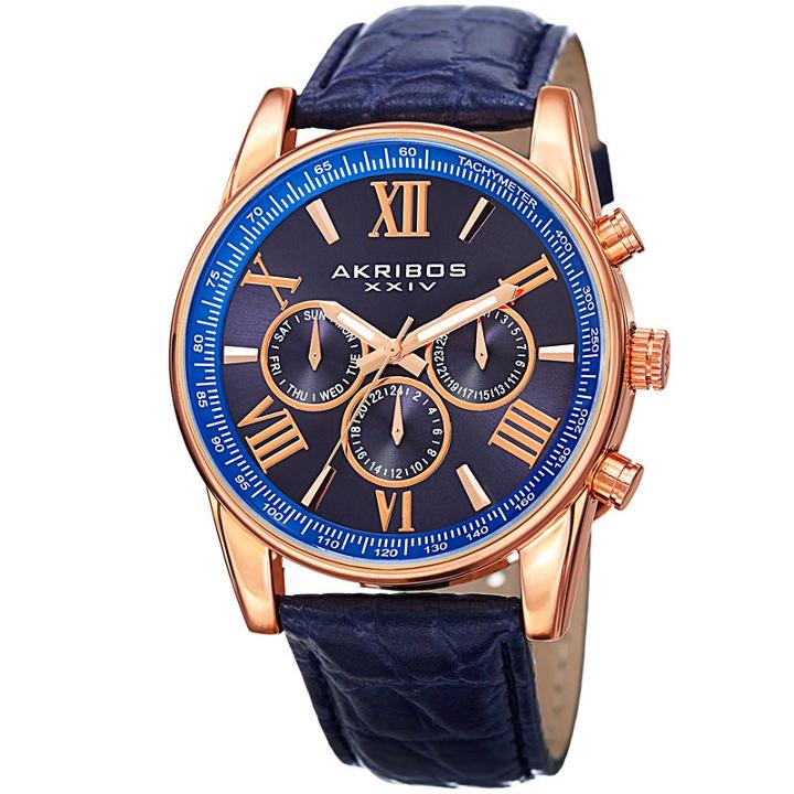 Akribos Xxiv Unisex Blue Strap Watch-a-864rgbu