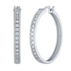 1/2 Ct. T.w. Genuine White Diamond Sterling Silver 30mm Hoop Earrings
