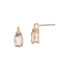 Oval Genuine Morganite And Diamond-accent 14k Rose Gold Earrings