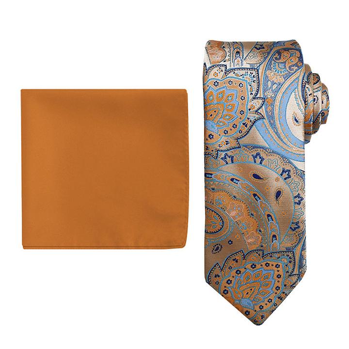 Steve Harvey Paisley Tie And Pocket Square Set - Extra Long