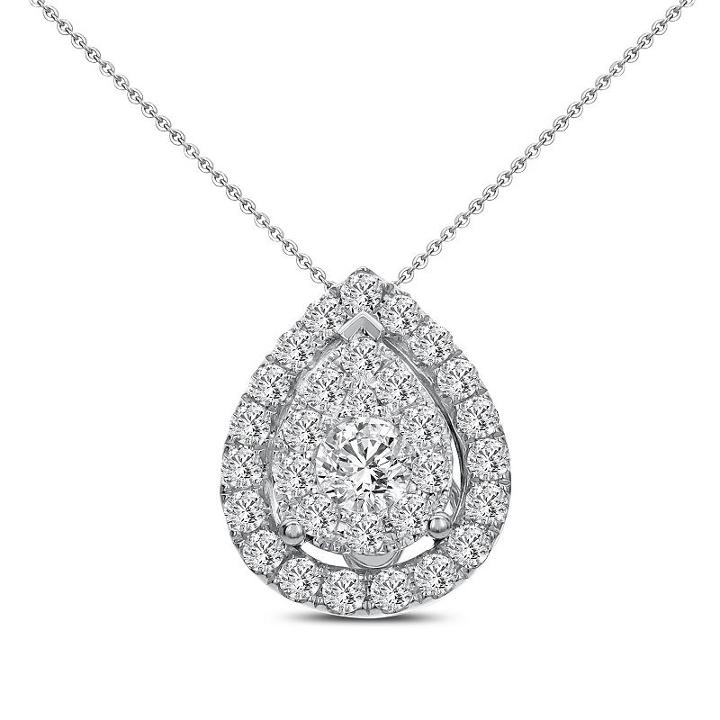 Womens 1 1/2 Ct. T.w. White Diamond 14k White Gold Pendant Necklace