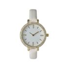 Olivia Pratt Womens Rhinestone Bezel Rhinestone Dial White Leather Watch 15321