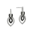 1/3 Ct. T.w. White And Color-enhanced Black Diamond Sterling Silver Drop Earrings