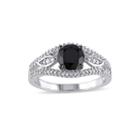Midnight Black Diamond 1 1/4 Ct. T.w. White And Color-enhanced Black Diamond 10k White Gold Vintage-inspired Engagement Ring