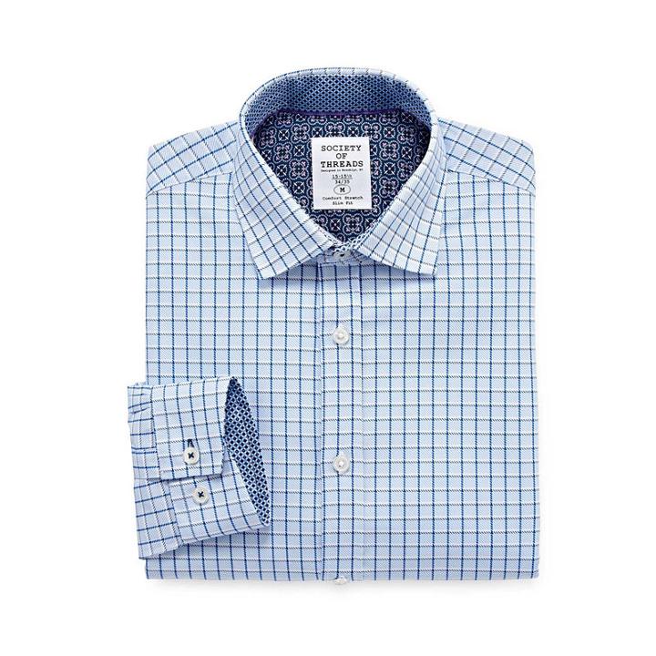 Society Of Threads Society Of Threads Dress Shirt Long Sleeve Woven Checked Dress Shirt - Slim
