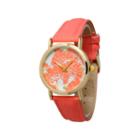 Olivia Pratt Womens Floral Dial Coral Leather Watch 13330coral