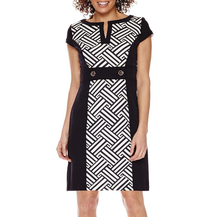 Studio 1 Cap-sleeve Colorblock Print Sheath Dress - Petite