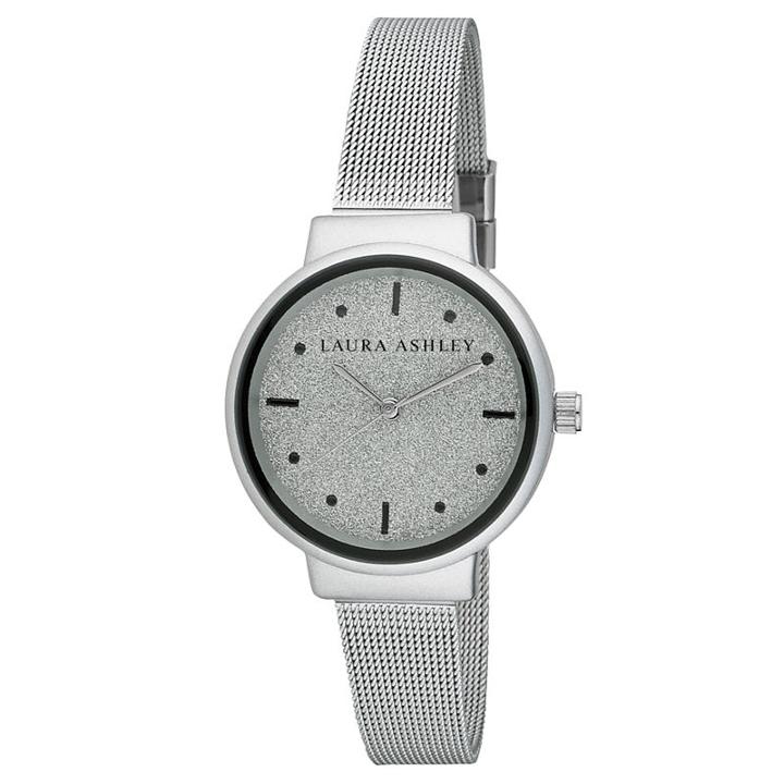 Laura Ashley Womens Silver Tone Strap Watch-la31041ss
