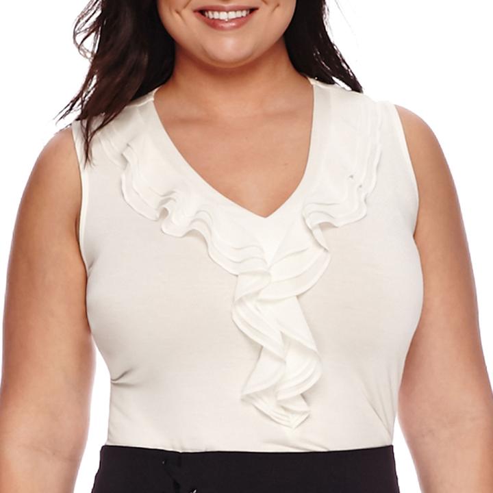 Worthington Ruffled Tank Top - Plus