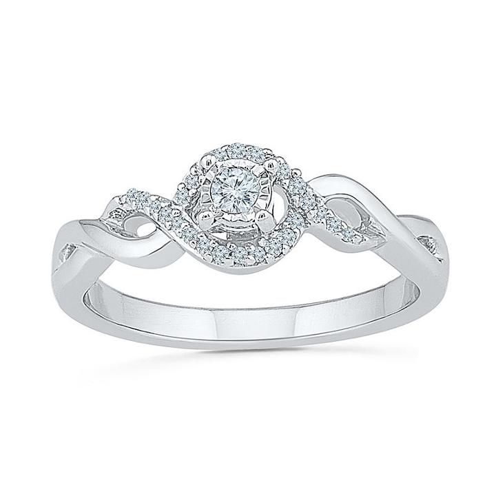 Promise My Love Womens 1/8 Ct. T.w. Round White Diamond Sterling Silver Promise Ring